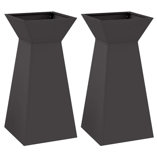 Vaso a Pilastro 2 pz-Set di 2 Fioriera da Esterno-Contenitore per Piante Nero 35 x 35 x 73 cm