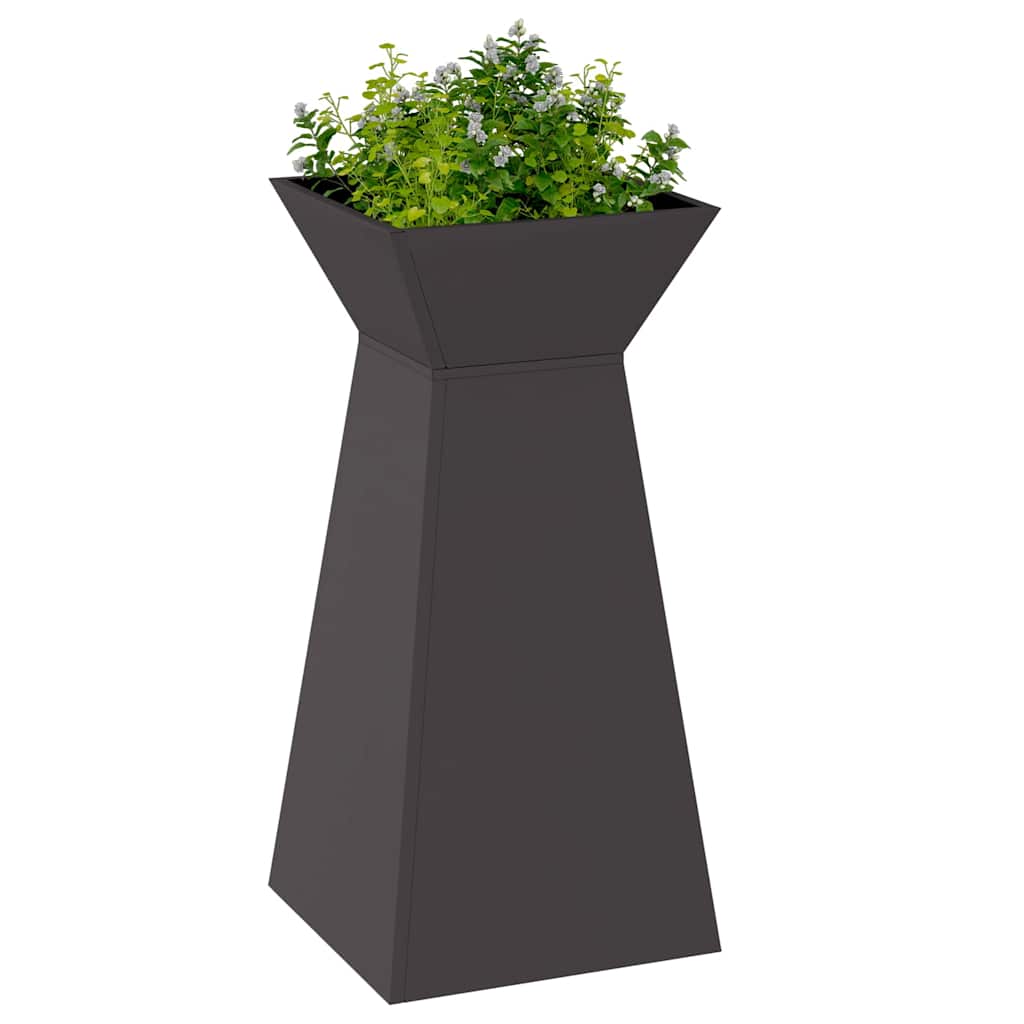 vasi da giardino a colonna, 2 pezzi, ciotola nera, 35x35x73 cm, in acciaio. 873839