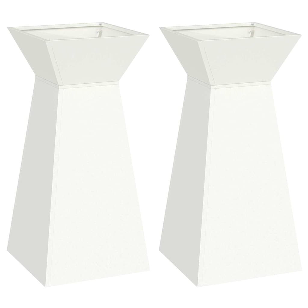 Vaso a Pilastro 2 pz-Set di 2 Fioriera da Esterno-Contenitore per Piante Bianco 35 x 35 x 73 cm