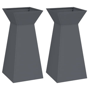 vidaXL Vaso a Pilastro 2 pcs Antracite 35 x 35 x 73 cm Acciaio