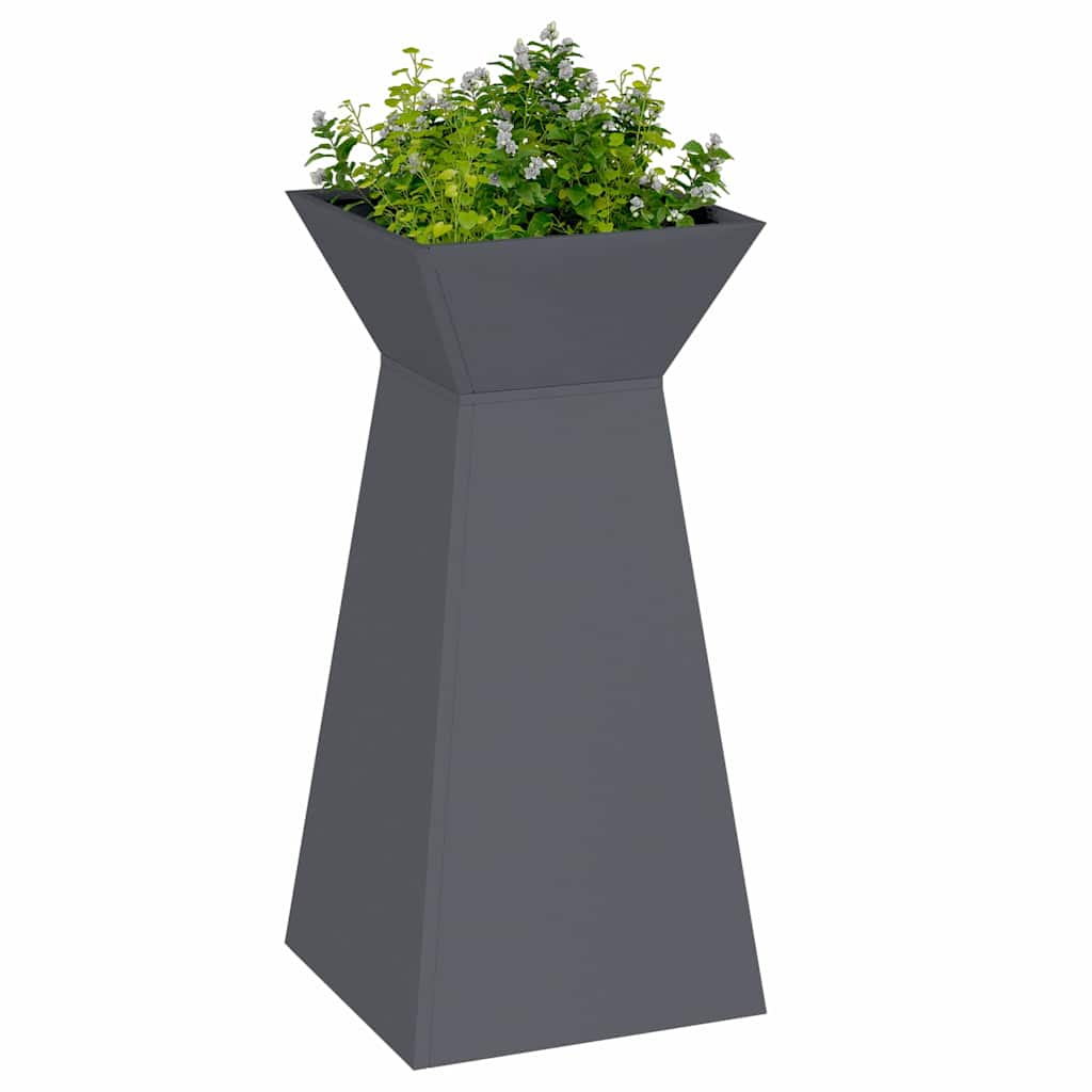 Vasi da giardino a colonna , set di 2 pezzi con ciotola antracite, dimensioni 35x35x73 cm in acciaio. 873843