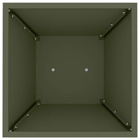 Vaso da giardino a pilastro  con ciotola verde oliva, dimensioni 35x35x73 cm, in acciaio. 873844