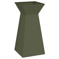Piantane da giardino , due pezzi con ciotola verde oliva, misure 35x35x73 cm, fatte in acciaio. 873845