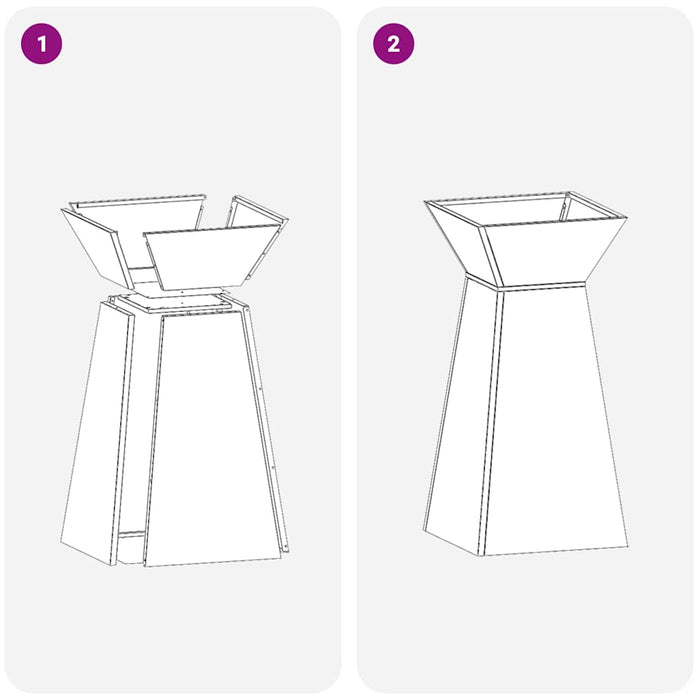 Vaso da giardino con base, dimensioni 35x35x73 cm, in acciaio inox 873846