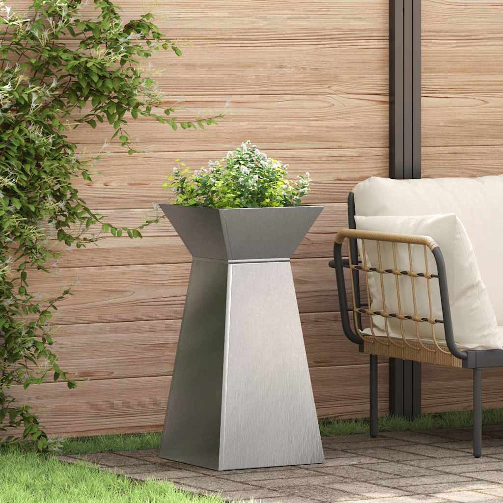 Fioriere a Colonna da Giardino  - 2 pezzi con Ciotola 35x35x73 cm in Acciaio Inossidabile 873847