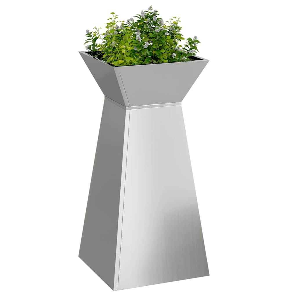 Vasi per pilastri da giardino, set da 2 pezzi con ciotola, 35x35x73 cm in acciaio galvanizzato. 873849
