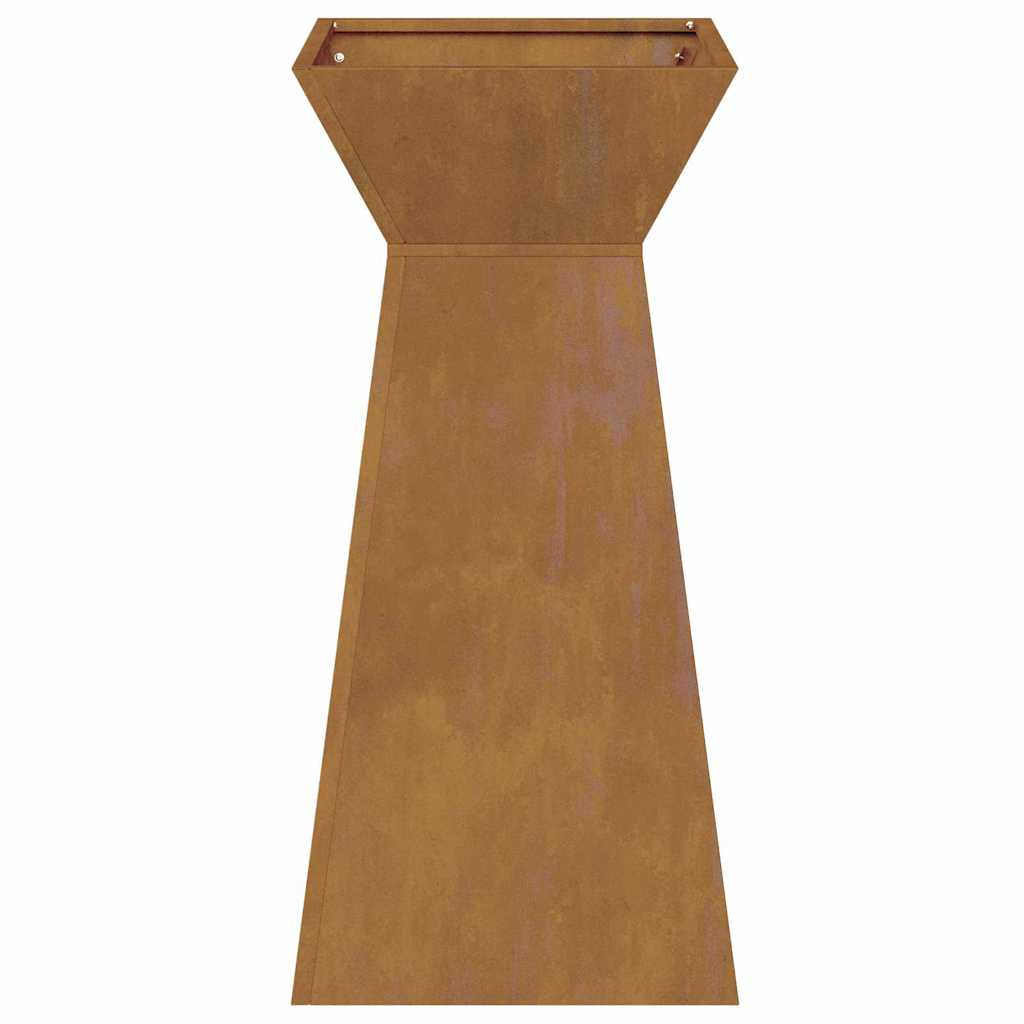 Vaso da giardino  con ciotola, dimensioni 35x35x73 cm, in acciaio Corten. 873850