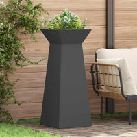 Fioriere a colonna giardino 2 pz con ciotola nera 40x40x100 cm in acciaio. 873853