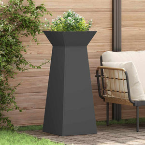 Fioriere a colonna giardino 2 pz con ciotola nera 40x40x100 cm in acciaio. 873853
