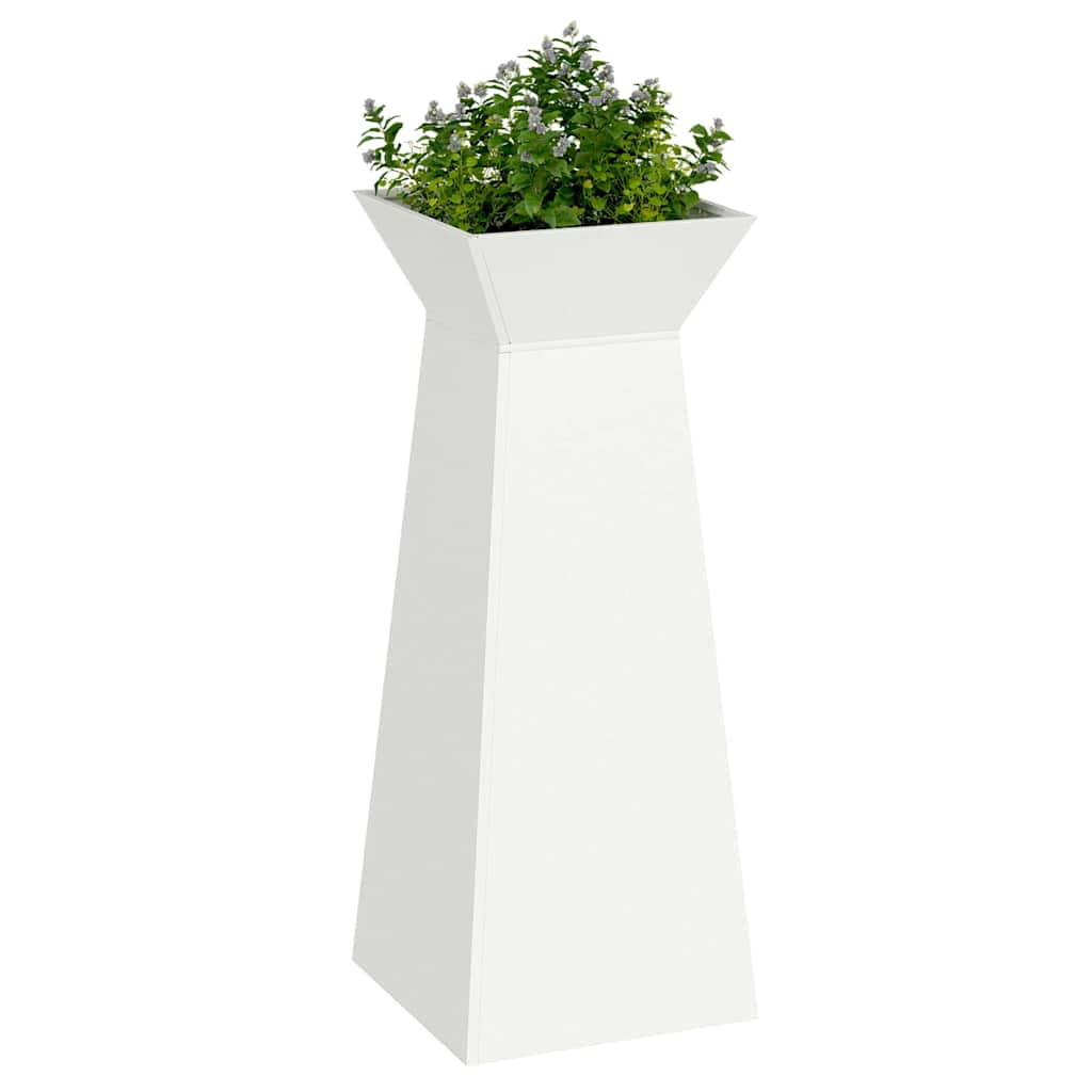 Vaso da Giardino con Ciotola Bianco 40x40x100 cm in Acciaio. 873854