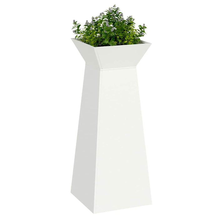 Vaso da Giardino con Ciotola Bianco 40x40x100 cm in Acciaio. 873854