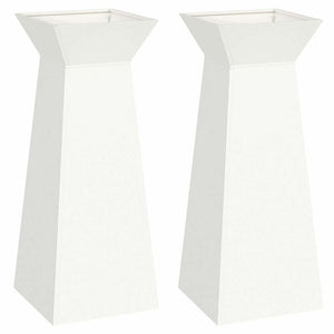 Set di 2 vasi da giardino a colonna  con ciotola bianca, dimensioni 40x40x100 cm, in acciaio. 873855