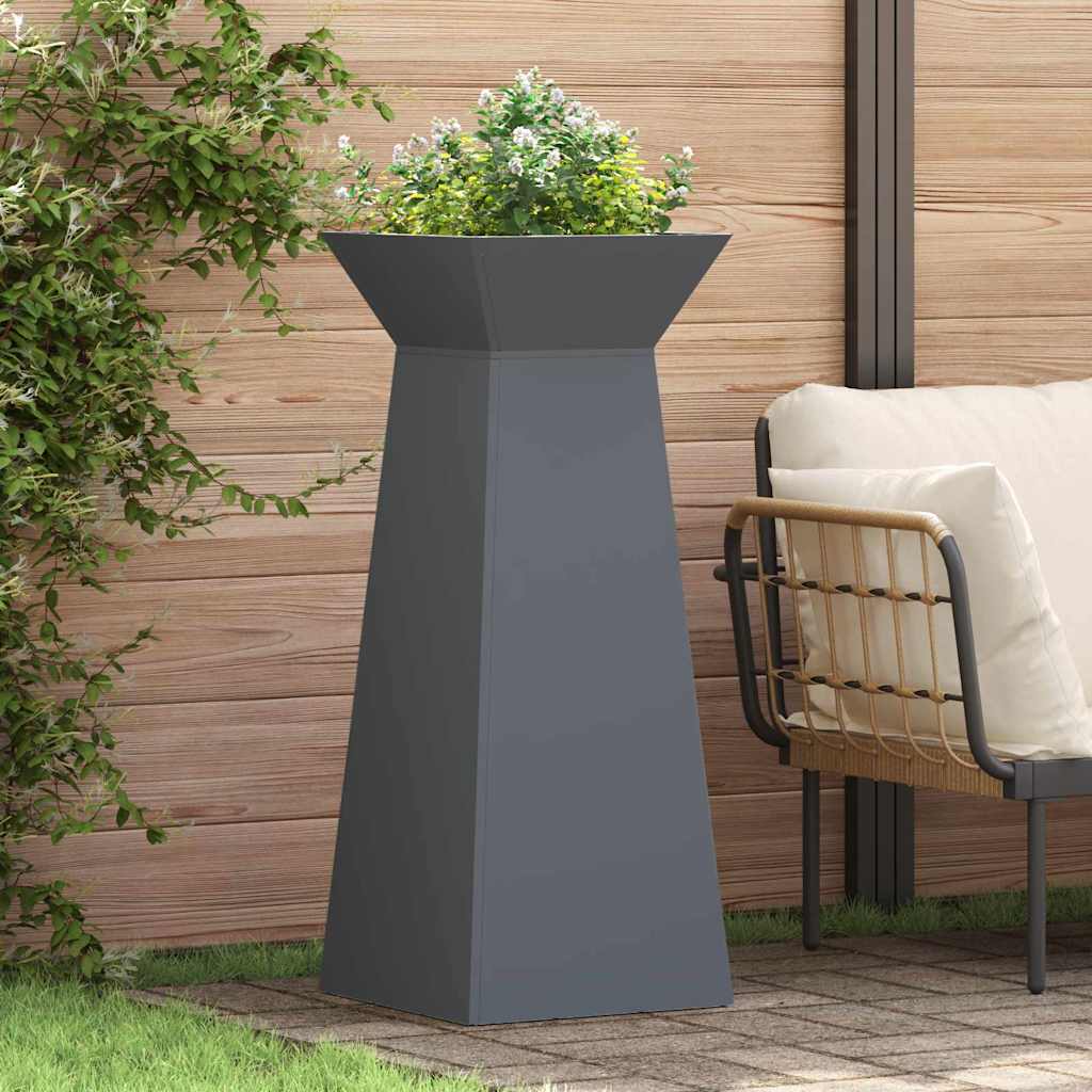 Vasi a colonna per giardino , set da 2 con ciotola antracite, misure 40x40x100 cm, in acciaio. 873857