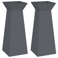 vidaXL Vaso a Pilastro 2 pcs Antracite 40 x 40 x 100 cm Acciaio