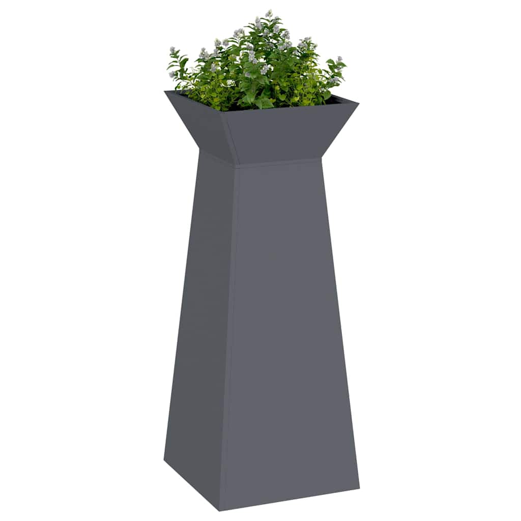 Vasi a colonna per giardino , set da 2 con ciotola antracite, misure 40x40x100 cm, in acciaio. 873857