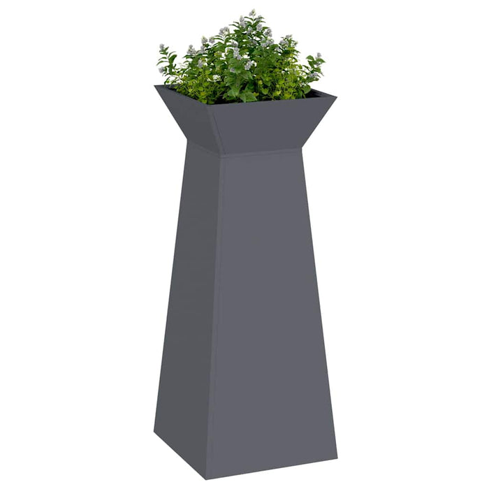 Vasi a colonna per giardino , set da 2 con ciotola antracite, misure 40x40x100 cm, in acciaio. 873857