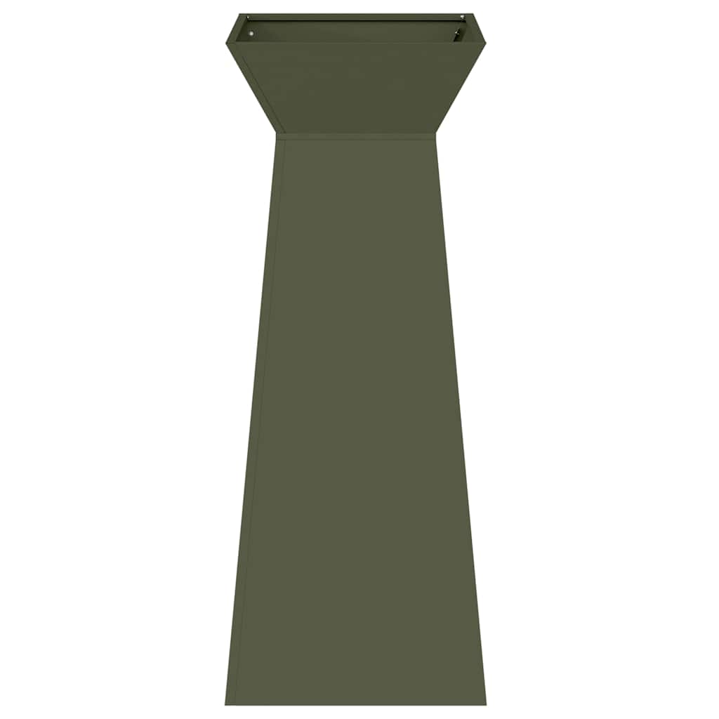 Vasi da Giardino a Colonna , 2 pz con Ciotola Verde Oliva, 40x40x100 cm in Acciaio. 873859