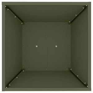 Vasi da Giardino a Colonna , 2 pz con Ciotola Verde Oliva, 40x40x100 cm in Acciaio. 873859