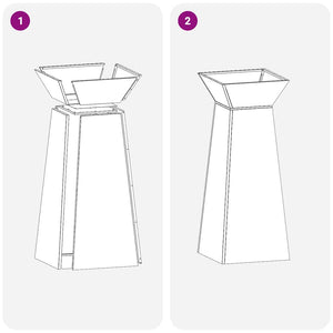 Fioriera a colonna  per giardino, con ciotola, misura 40x40x100 cm, in acciaio inox. 873860