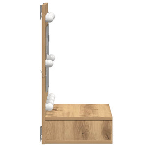 Mobiletto per specchio-Mensola con Specchio Rovere artigianale 60 x 31,5 x 62 cm