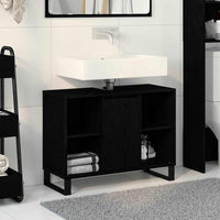 Unità Vanità Rovere Nero Rovere Nero MDF Medio Mobile Bagno 873900