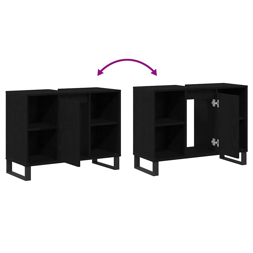 Unità Vanità Rovere Nero Rovere Nero MDF Medio Mobile Bagno 873900