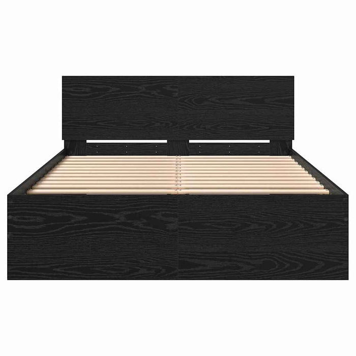 Struttura del letto con testiera-Giroletto con Testiera Rovere Nero 203 x 185 x 70 cm 890210