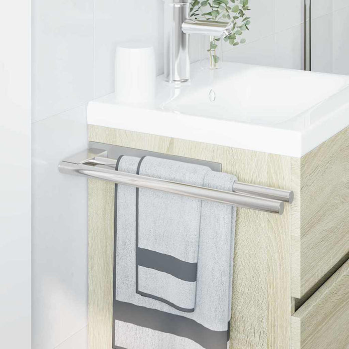 vidaXL Porta asciugamani Argento 40 x 9 x 4 cm Acciaio inossidabile