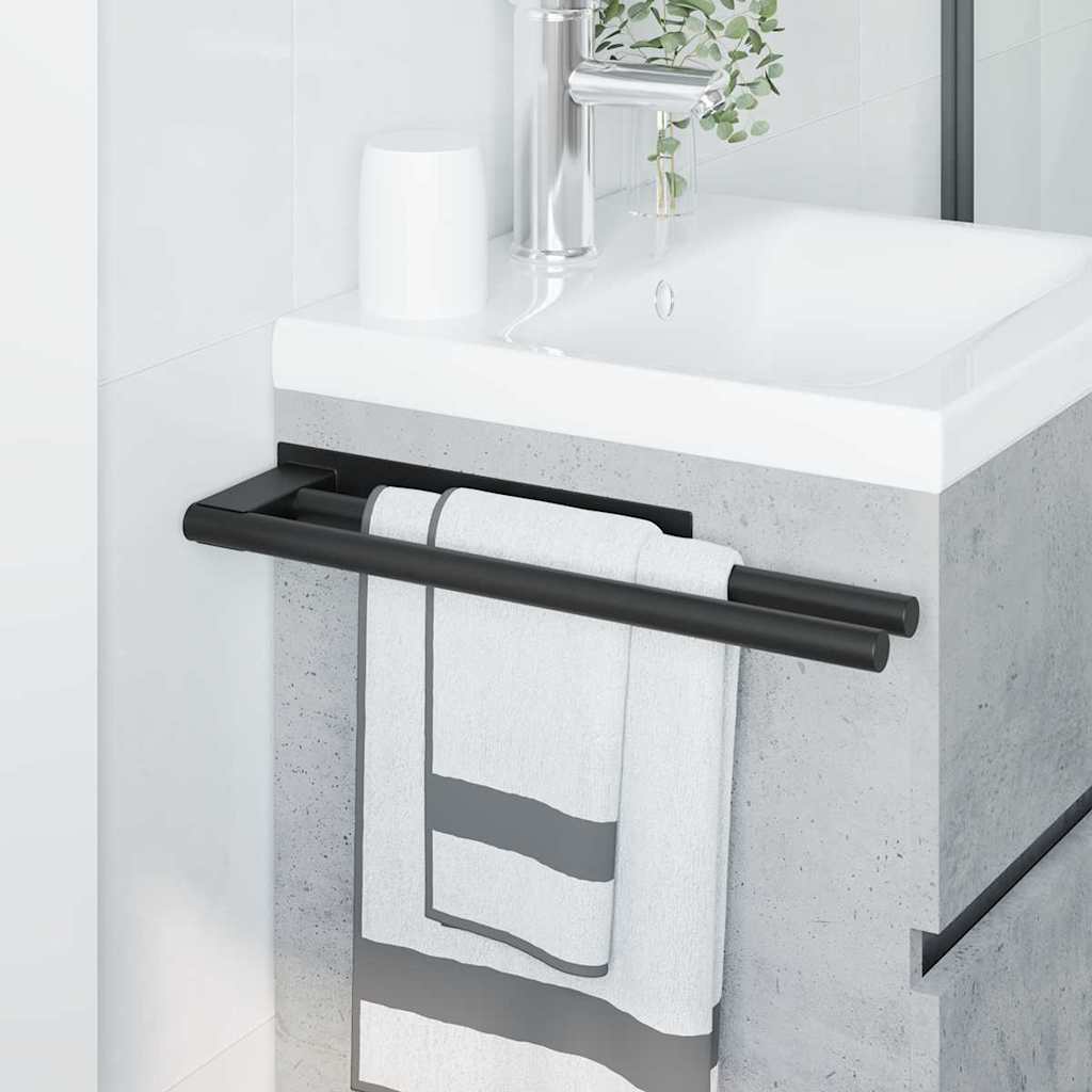 vidaXL Porta asciugamani Nero 40 x 9 x 4 cm Acciaio inossidabile