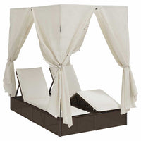 Lettino doppi con Tetto Marrone 205 x 129 x 200 cm Rattan PE 3376128