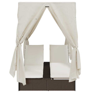 Lettino doppi con Tetto Marrone 205 x 129 x 200 cm Rattan PE 3376128