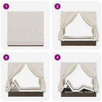 Lettino doppi con Tetto Marrone 205 x 129 x 200 cm Rattan PE 3376128