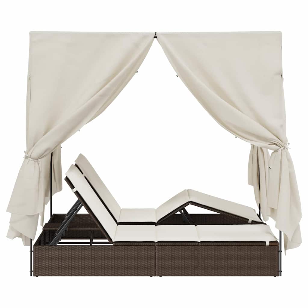 Lettino doppi con Tetto Marrone 205 x 129 x 200 cm Rattan PE 3376128