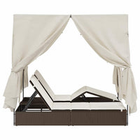 Lettino doppi con Tetto Marrone 205 x 129 x 200 cm Rattan PE 3376128