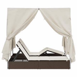 Lettino doppi con Tetto Marrone 205 x 129 x 200 cm Rattan PE 3376128