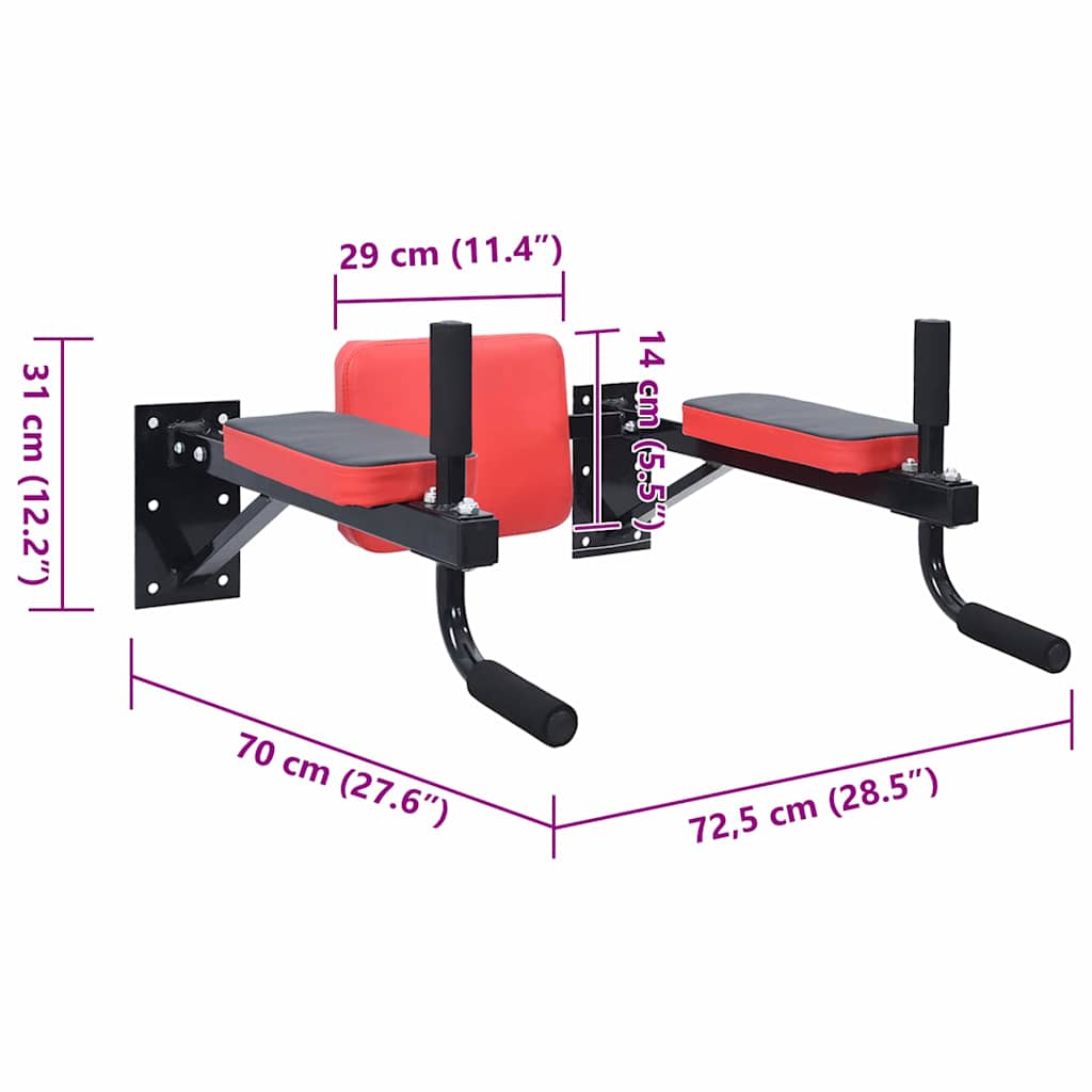 VidaXL Stazione per dips Nero, Rosso 72.5 x 70 x 31 cm 42009159