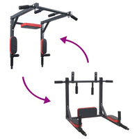 VidaXL Stazione per Trazioni e Dips Nero, Rosso 89 x 59 x 70 cm 42009160