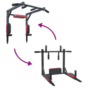 VidaXL Stazione per Trazioni e Dips Nero, Rosso 89 x 59 x 70 cm 42009160