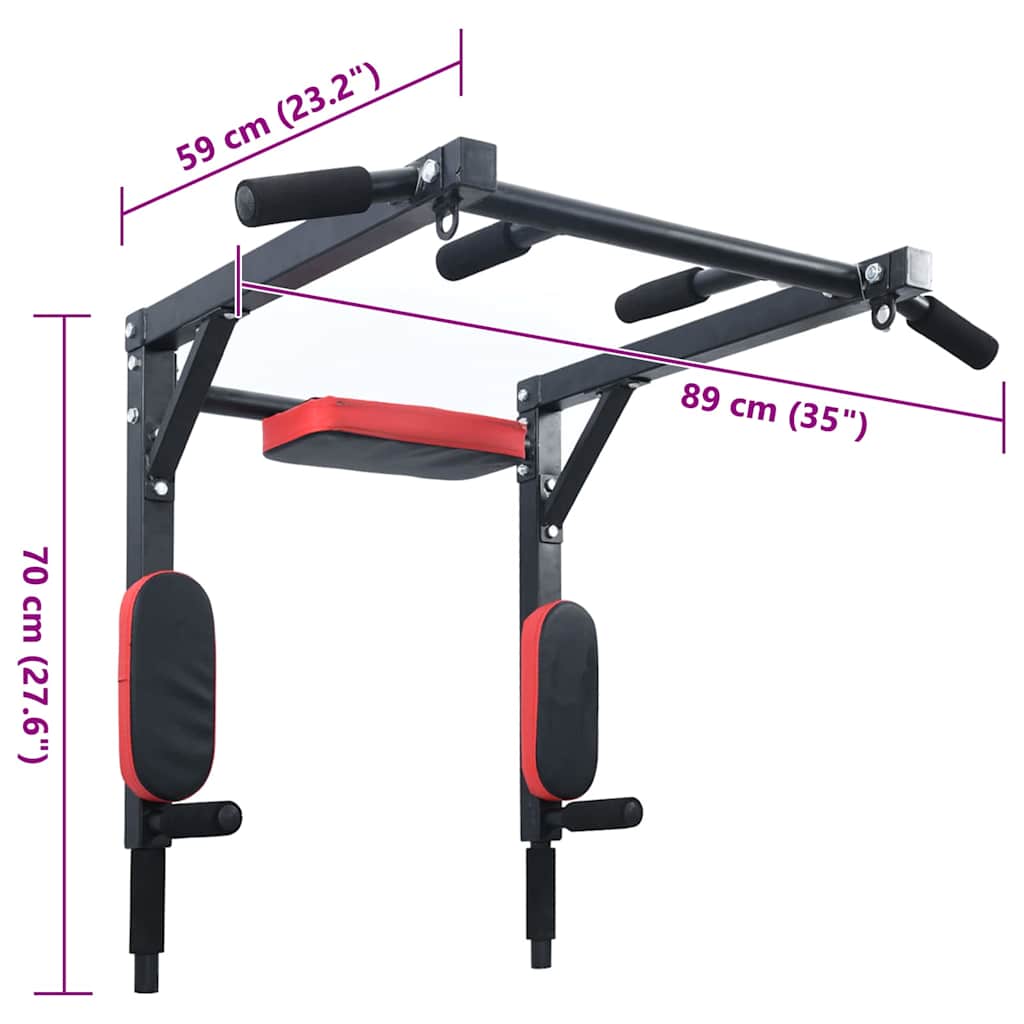 VidaXL Stazione per Trazioni e Dips Nero, Rosso 89 x 59 x 70 cm 42009160