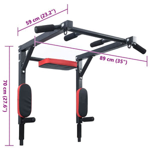 VidaXL Stazione per Trazioni e Dips Nero, Rosso 89 x 59 x 70 cm 42009160