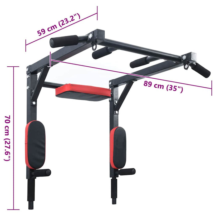 VidaXL Stazione per Trazioni e Dips Nero, Rosso 89 x 59 x 70 cm 42009160