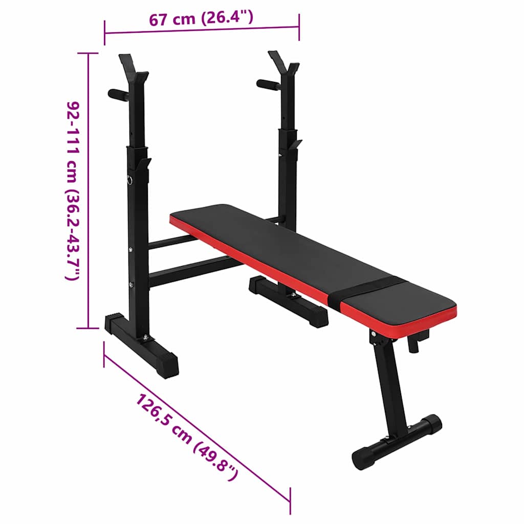 VidaXL Panca per pesi Nero 67 x 126.5 x 111 cm 42009162