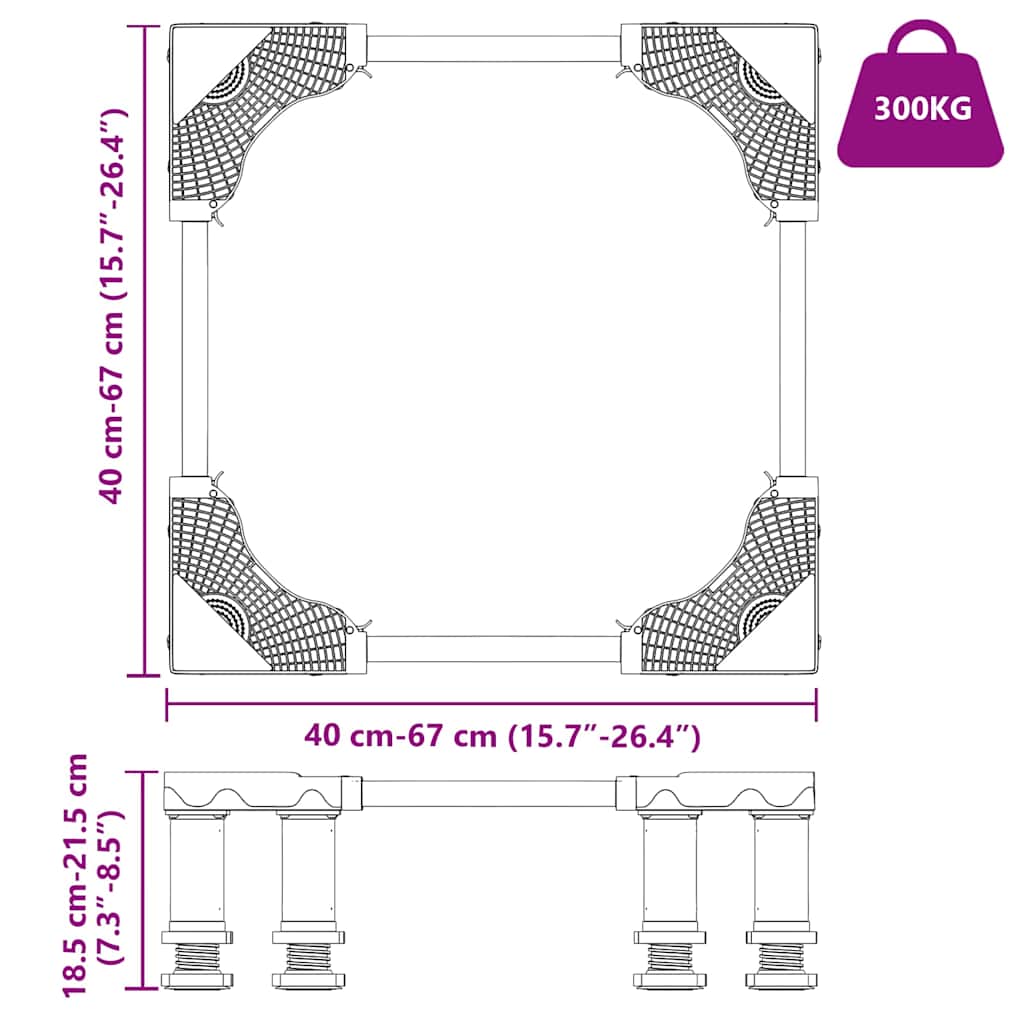 Base per lavatrice Grigio 67 x 67 x 21.5 cm Metallo 42009958