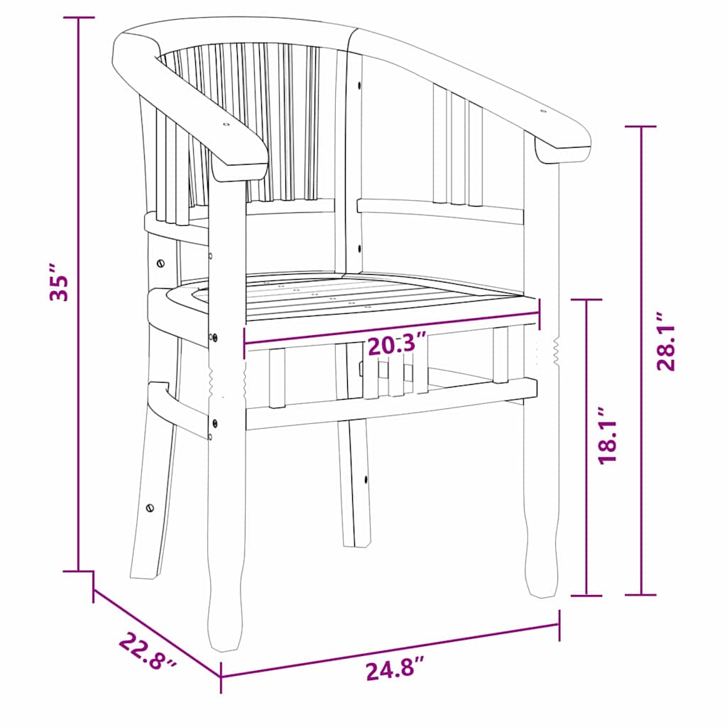 vidaXL Sedie da giardino 2 pcs Marrone 63 x 58 x 89 cm