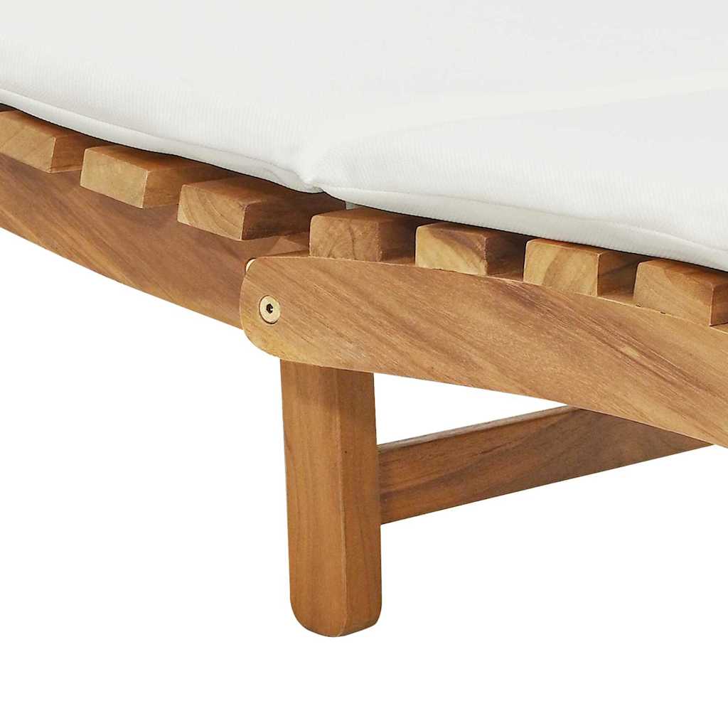 vidaXL Lettino da sole con cuscino Bianco crema 188 x 55 x 59 cm