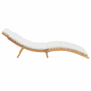 vidaXL Lettino da sole con cuscino Bianco crema 188 x 55 x 59 cm