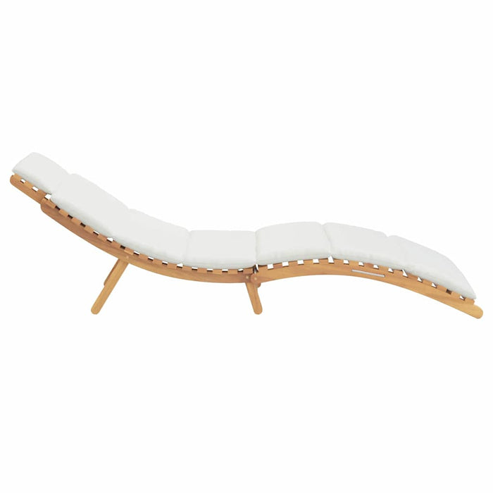 vidaXL Lettino da sole con cuscino Bianco crema 188 x 55 x 59 cm