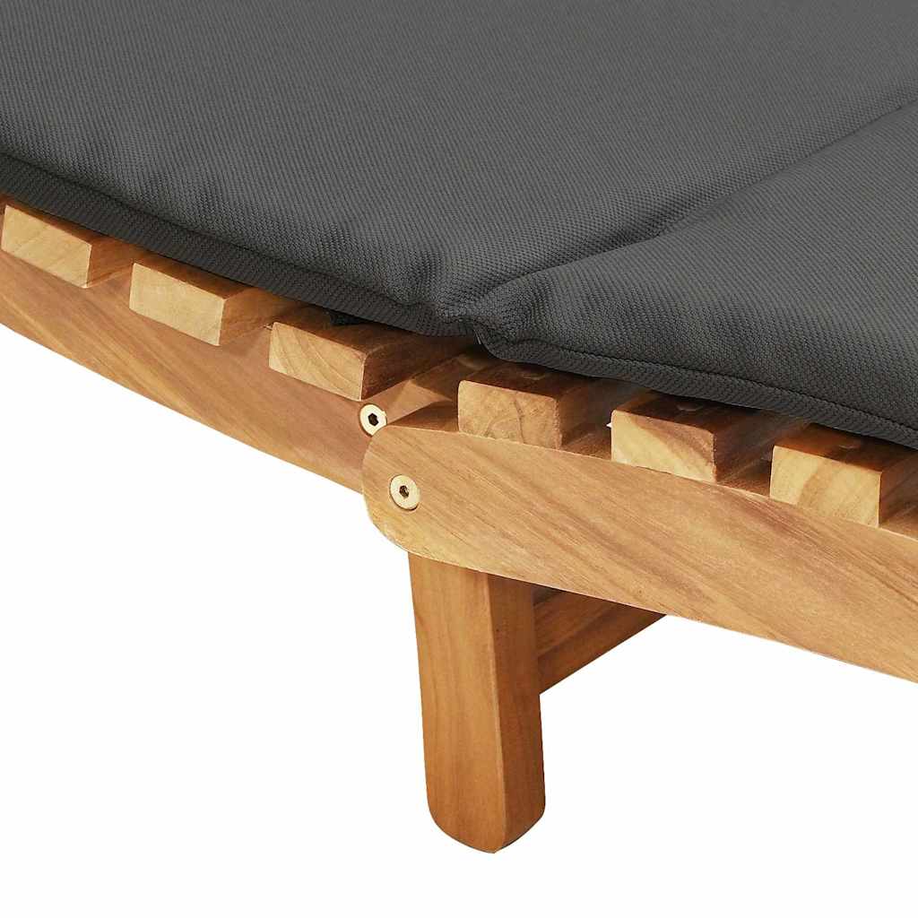 vidaXL Lettino da sole con cuscino Grigio scuro 188 x 55 x 59 cm