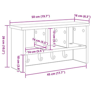 vidaXL Appendiabiti a muro Bianco 50 x 16 x 26 cm Legno multistrato
