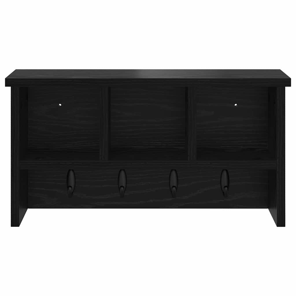 Appendiabiti a muro con lo scaffale Rovere nero 50 x 16 x 26 cm 874308